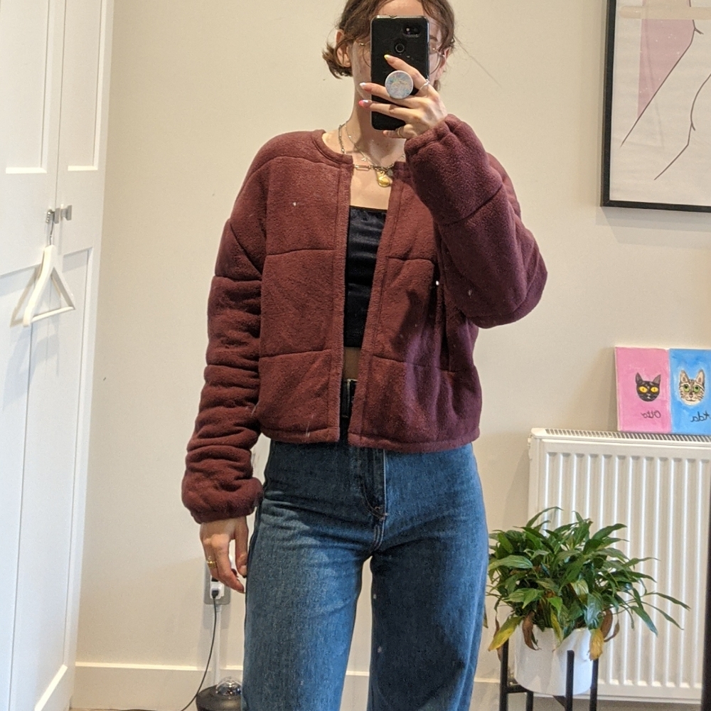 Cozy burgundy sweater jacket